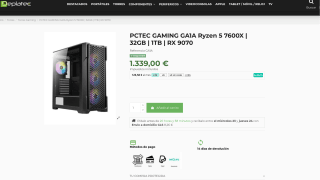 PCTEC GAMING GA1A Ryzen 5 7600X 32GB 1TB RX 9070 por solo 1,339€