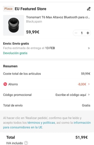 Tronsmart T6 Max Altavoz Bluetooth por 51,99€