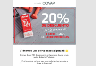 20% descuento en leche proteinas Covap