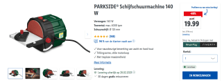 PARKSIDE Schijfschuurmachine 140W voor €19,99 bij Lidl
