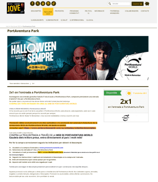 2x1 Entradas a PortAventura con Carnet Jove