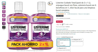 Listerine Cuidado Total (pack de 2 x 1 L) por 8,09€