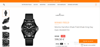 Montre Hamilton Khaki Field Khaki King Day Date H64465733 à 598,50€