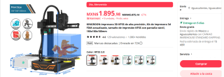 impresora Kingroon 3D KP3S Pro V2 por $1,895.68 en AliExpress