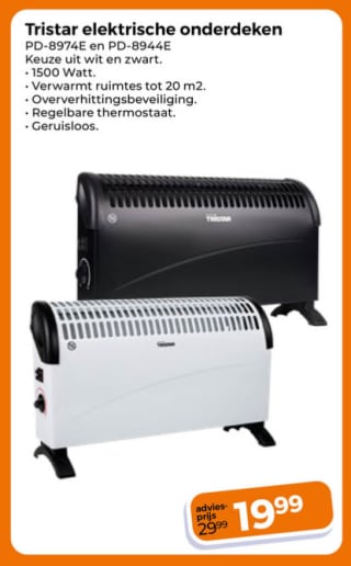 Elektrische kachel voor €19,99 bij Trekpleister