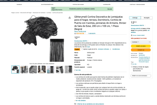 Cortina Decorativa de Lentejuelas 200cmx100cm por solo 6€