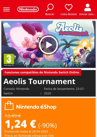 Aeolis Tournament Nintendo Switch por 1,24€.