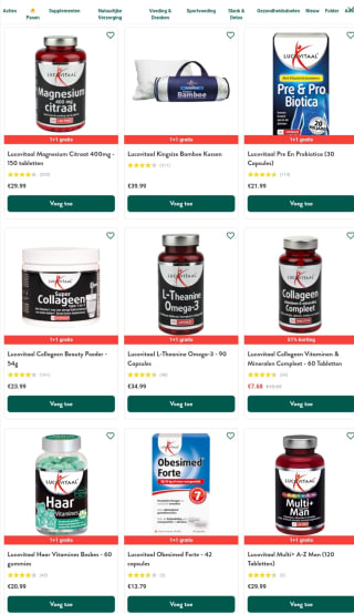 1+1gratis bij Holland and Barrett op Supplementen van LucovitaalVan multivitaminen tot collageen