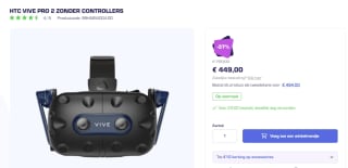 HTC Vive Pro 2 VR headset voor €449 bij UnboundXR