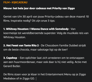 Gratis 10 films voor Ziggo klanten
