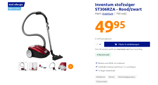 Inventum stofzuiger ST306RZA voor €49,95 bij Action