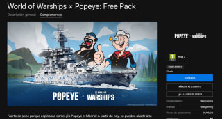 DLC Popeye o Bluto en World of Warships en Epic Games y Steam