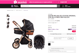 Coche bolina de Voyage con silla nido 3 en 1 negro por $179.990