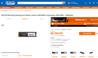 Memória SSD de 512 GB da Husky Gaming - R$ 159,99