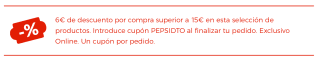 6€ de descuento por compra superior a 15€ refrescos, snacks y gazpachos