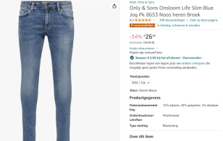 Only & Sons heren jeans voor €21,59 bij Amazon