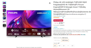 TV 43" Philips The One 43PUS8518 Ambilight LED UltraHD 4K HDR10+ por 379€