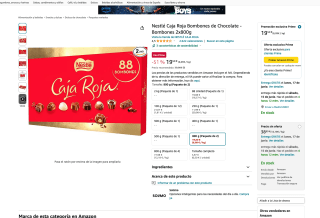 2 Cajas Nestlé Caja Roja Bombones de Chocolate 800g por solo 19,50€