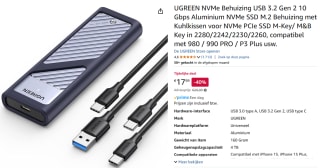 UGREEN USB 3.2 M.2 NVMe Behuizing voor €17,99 bij Amazon