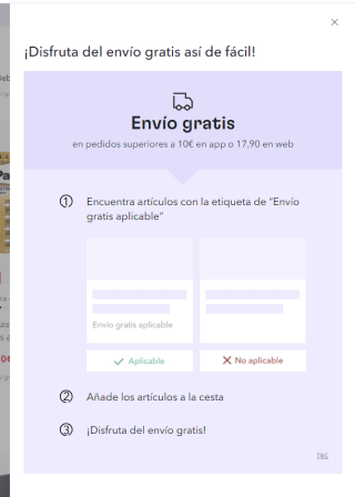 Envío gratis sin mínimo para el primer pedido desde Miravia