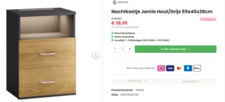 Nachtkastje Jamie met nachtlampje voor €38,95 bij DeubaXXL