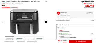 Ninja Foodi Dual Zone Digitale Airfryer voor €108,40 bij de Mediamarkt in Duitsland