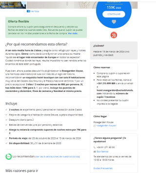 3 días en Sintra para 2 desayuno incluido desde 159€