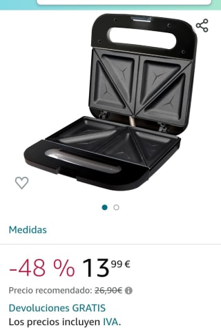 Fagor Sandwichera EASYGRILL 750W por 13,99€.