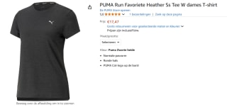 Dames Sportshirt Puma Black Heather voor €17,47 bij Amazon