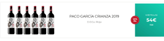 Pack de 6 Botellas de Paco García Crianza 2019 por 44€
