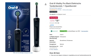 Oral-B Vitality Pro - Zwart - Elektrische Tandenborstel voor €18,04 met Amazon Prime