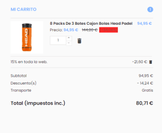 24 botes de Bolas Head Padel por 80.71€