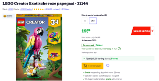 LEGO Creator – Exotische roze papegaai voor €19,99 bij bol