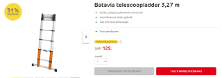 Batavia telescoopladder 3,27 m voor €129 bij Praxis