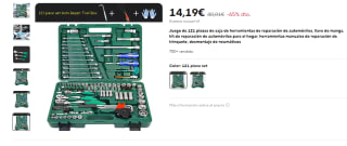 Juego 121 piezas caja de herramientas por 14,19€
