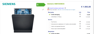 Siemens vaatwasser SN87ZX06CE iQ700 Home Connect voor €1.083 bij Beterwitgoed