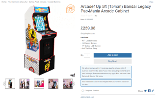 Grab an Arcade1Up 5ft Bandai Legacy Pac-Mania arcade cabinet from Costco for £239.98
