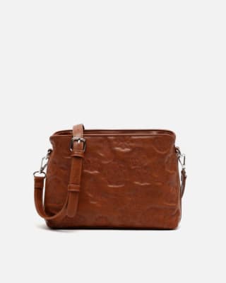 Bolso bandolera grabado floral Eliettes marrón por 13,50€