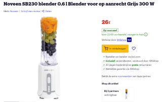 Noveen SB230 blender 0,6 l Blender 300 W voor €26 bij Bol.com