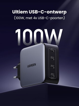 UGREEN Nexode GaN 100W Quad USB Charger voor €39,19 bij Amazon