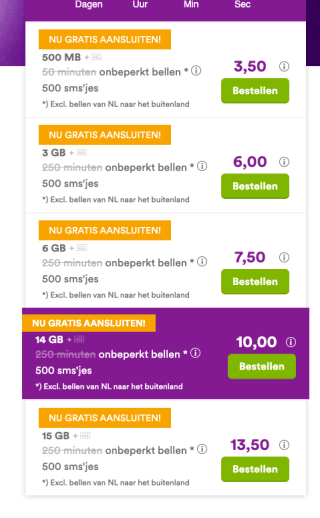 Simpel simonly onbeperkt bellen + geen aansluitkosten