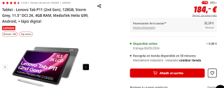 Lenovo Tab P11 (2nd Gen), 128GB por 184€ (newsletter por 174€)