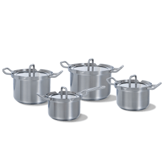 BK voordeelsets veilig afgieten Q-linair Master Glas pannenset 4-delig