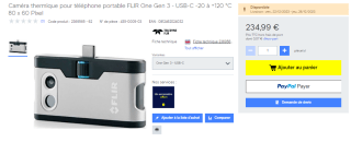 Caméra thermique pour téléphone portable FLIR One Gen 3 - USB-C -20 à +120 °C 80 x 60 Pixel à 234,99€