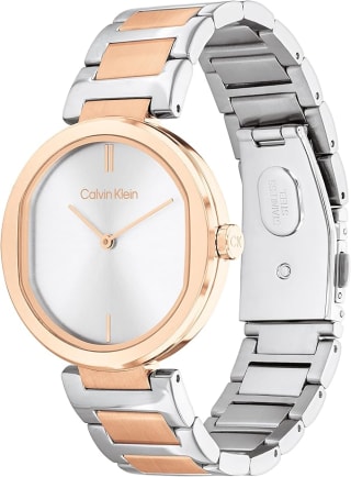 Calvin Klein licht grijs bicolor roze goud staal horloge voor €119,38 bij Amazon