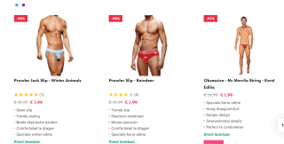 Diverse Lingerie voor mannen v.a. €1,69 per stuk dmv code bij EasyToys