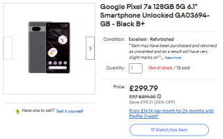 Gain Google Pixel 7a 128GB 5G smartphone from eBay as low as £269.81