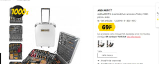 Maletín de herramientas Trolley 1000 piezas ANDIARBEIT por 69,99€