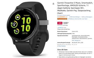 Garmin Vivoactive 5 Music - Smartwatch voor €209,95 bij Amazon