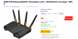 ASUS TUF Gaming AX3000 V2 WLAN-router voor €79 bij Bol